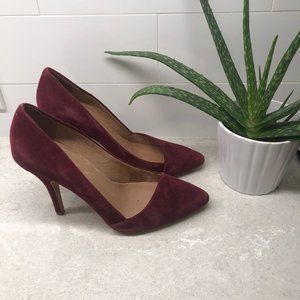 Madewell Mira Plum Wine Suede Heels Size 7
